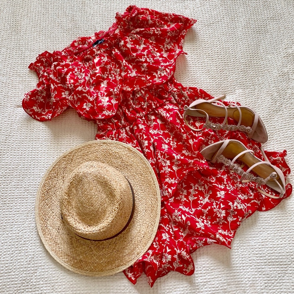 Red floral dress